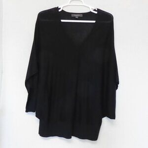 Forth and Towne black thin knit deep v neck batwing sleeve sweater size XXL